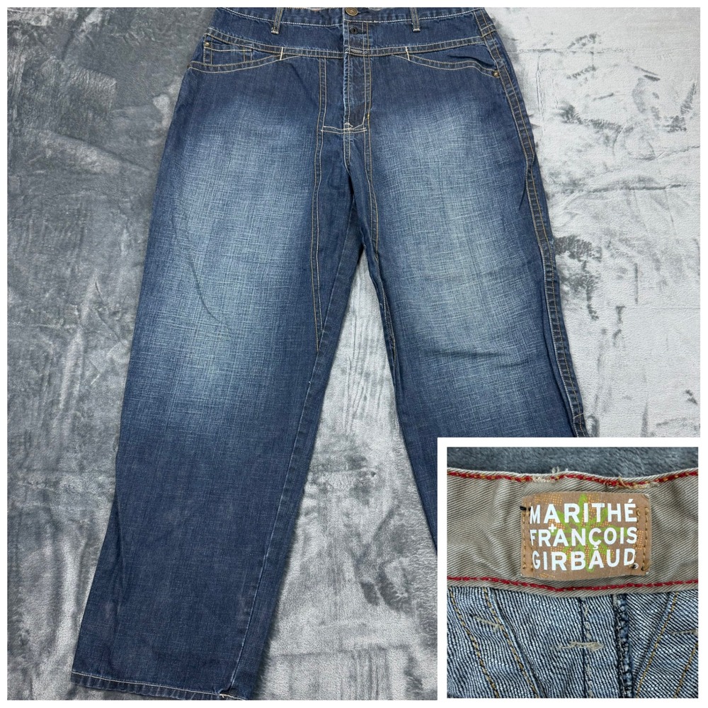 VTG‎ Marithe Francois Girbaud Mens Baggy Denim Jeans Dark Wash Wide Leg 40x32.5
